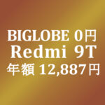 実質0円 Redmi 9T【BIGLOBEモバイル】回線込年額 12,877円　積算紹介