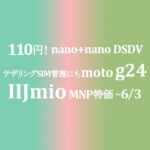 110円 今は希少価値 nano+nano DSDV moto g24【IIJmio】~6/3